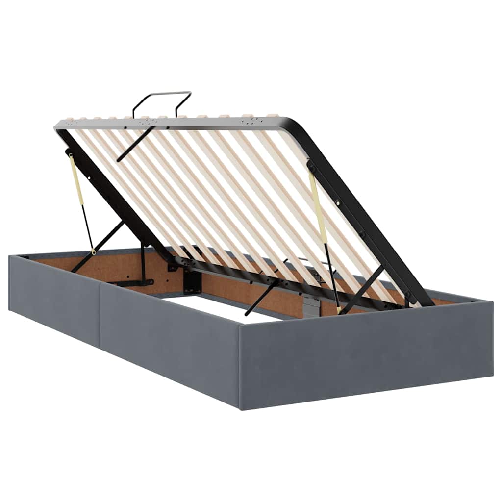 vidaXL Łóżko z funkcją przechowywania LED z materacem ciemnoszary