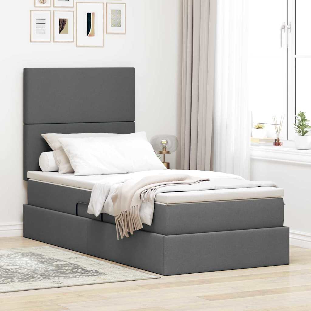 vidaXL Łóżko z miejscem na przechowywanie i materacem 90 x 200 cm