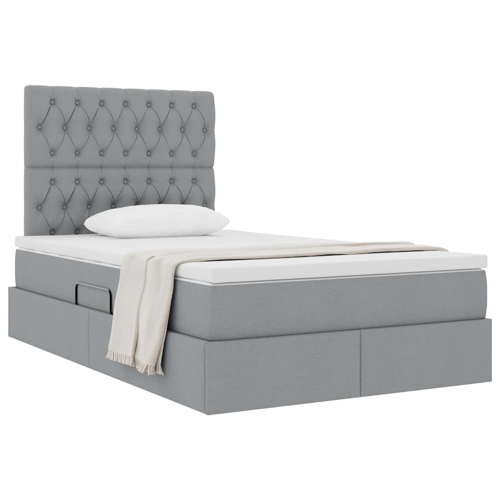 vidaXL Łóżko z miejscem na przechowywanie i materacem Jasnoszary