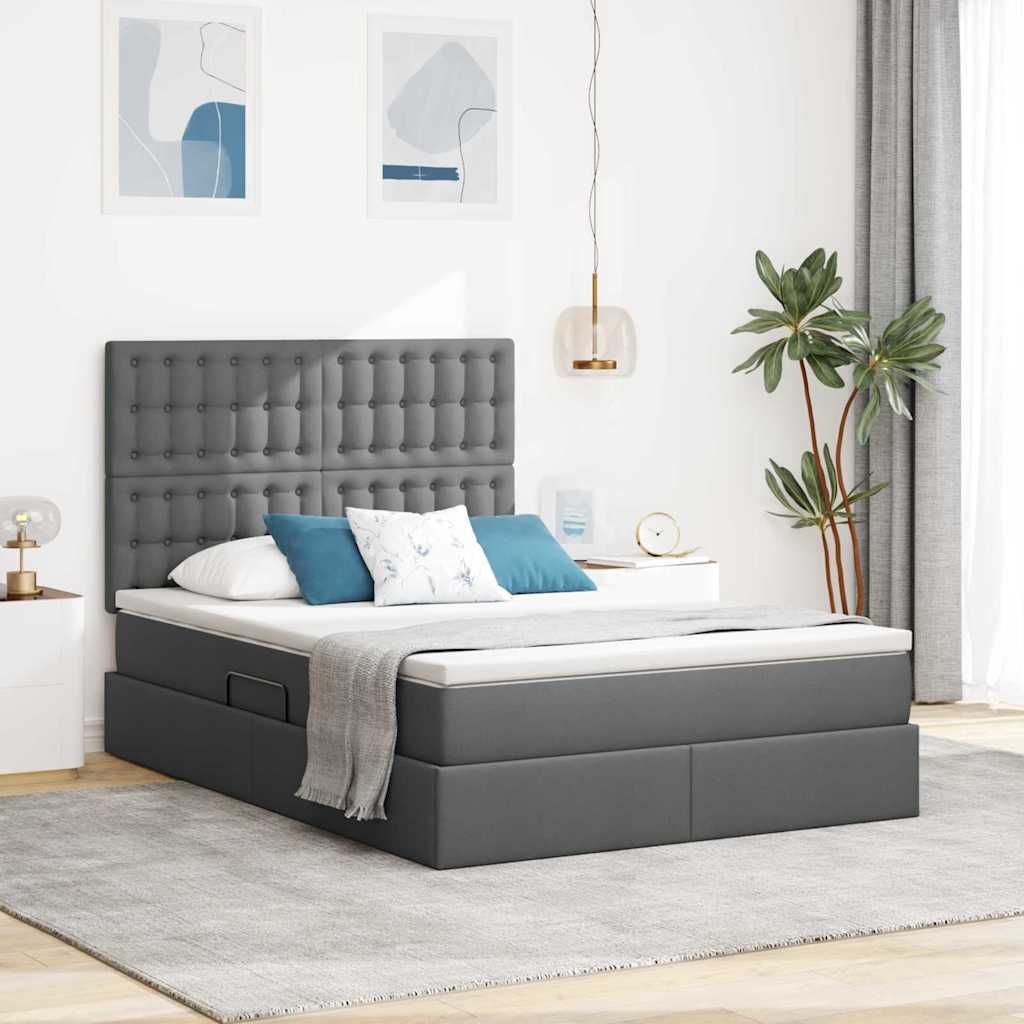 vidaXL Łóżko z miejscem na przechowywanie i materacem 140 x 190 cm