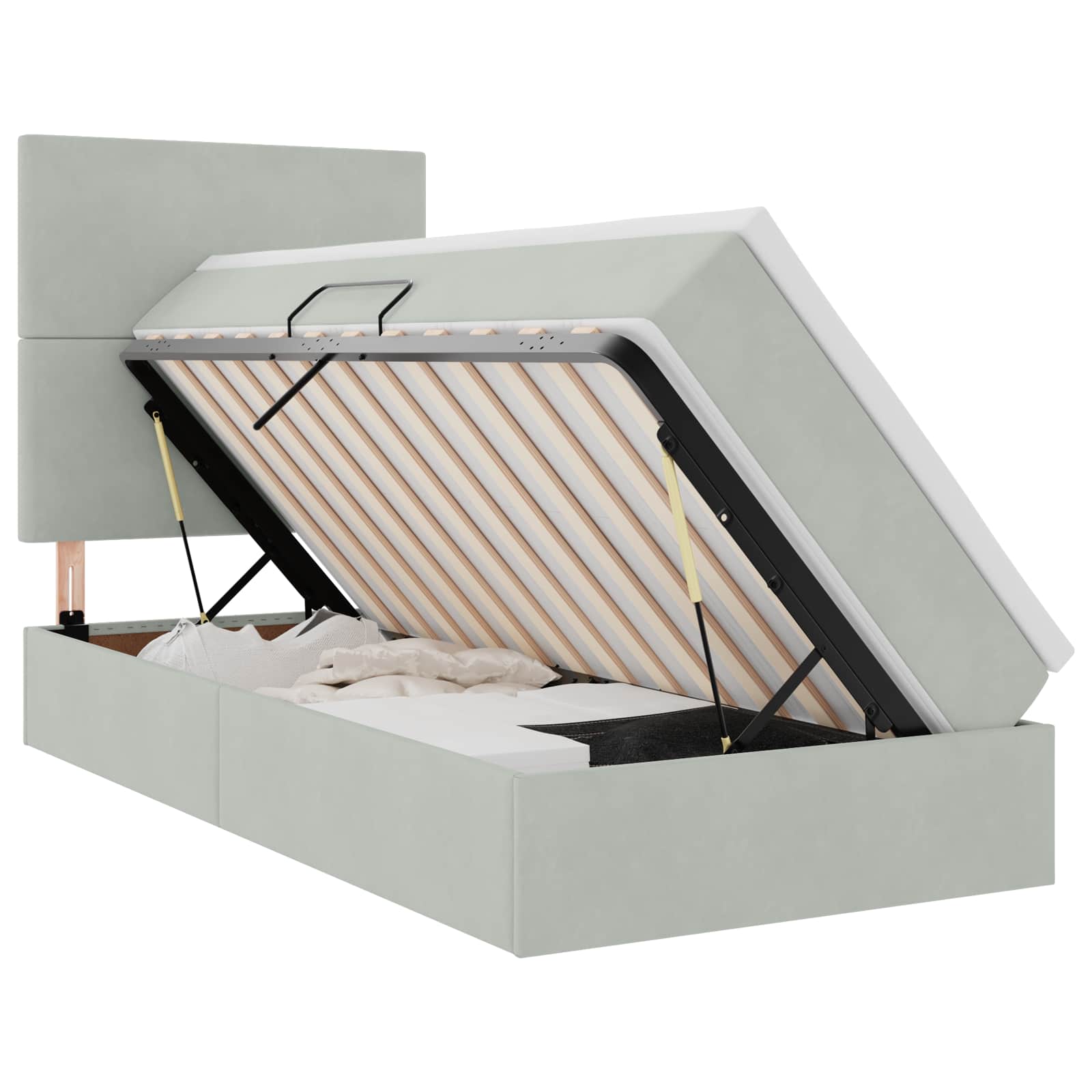 vidaXL Łóżko z miejscem na przechowywanie i materacem Jasnoszary