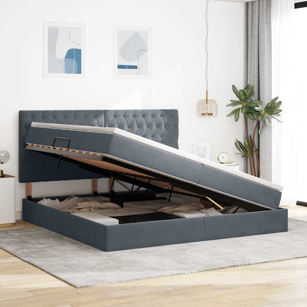 vidaXL Łóżko z miejscem na przechowywanie i materacem 200 x 200 cm