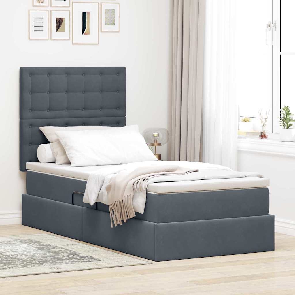 vidaXL Łóżko z miejscem na przechowywanie i materacem 90 x 190 cm