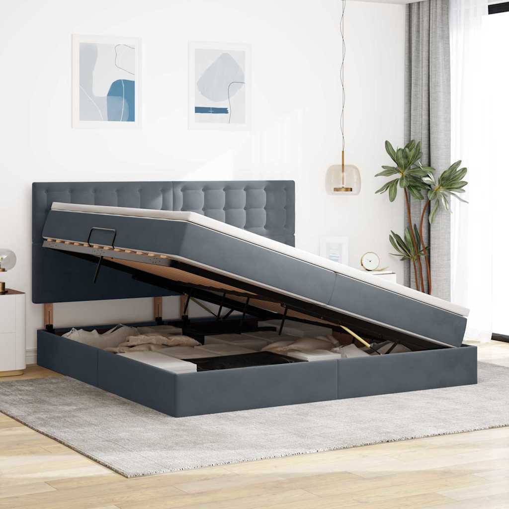 vidaXL Łóżko z miejscem na przechowywanie i materacem 200 x 200 cm
