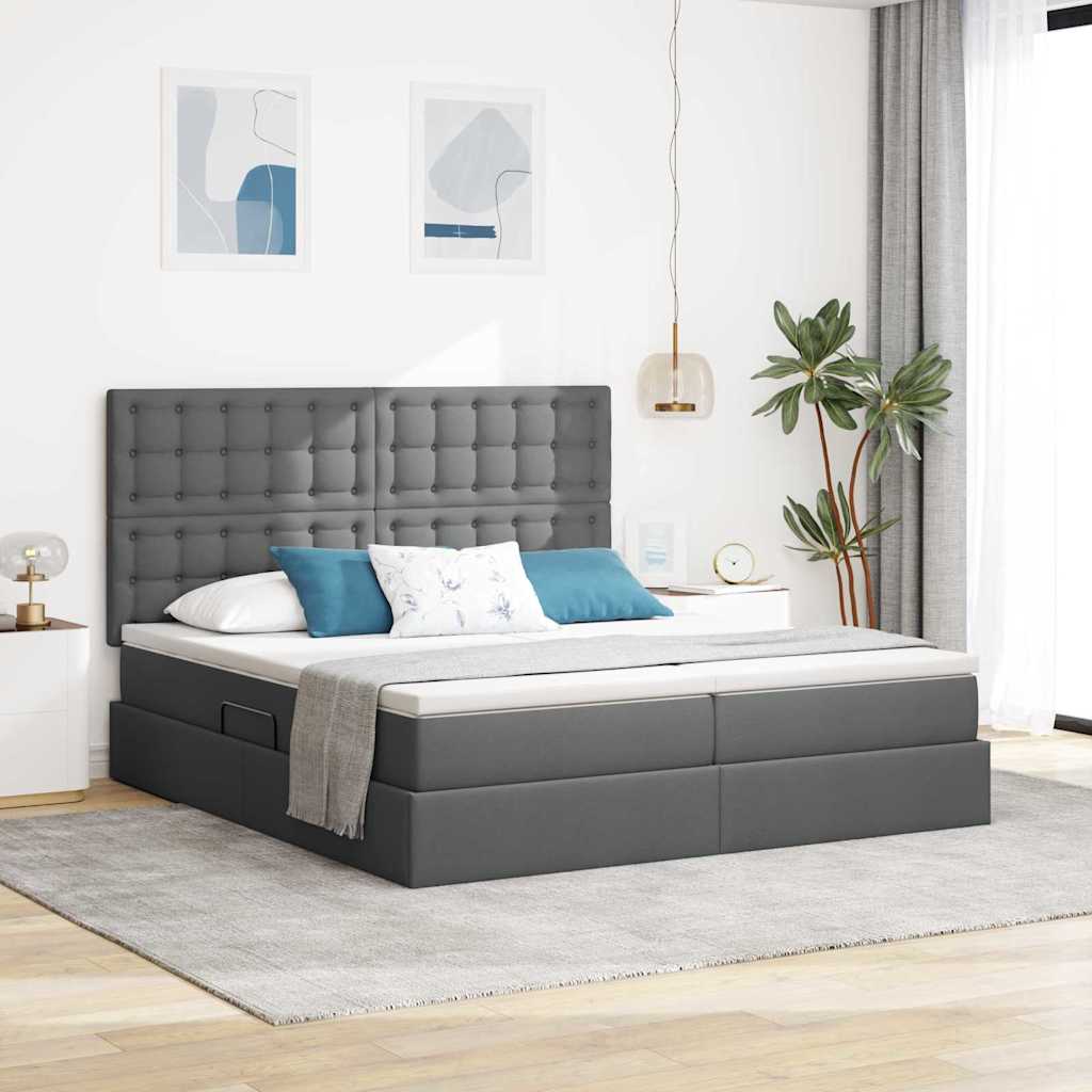 vidaXL Łóżko z miejscem do przechowywania ciemnoszary 200 x 200 cm