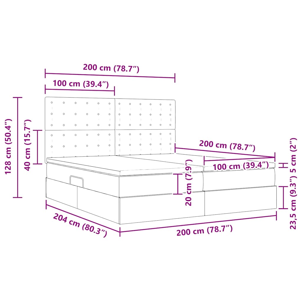 vidaXL Łóżko z miejscem do przechowywania niebieski 200 x 200 cm