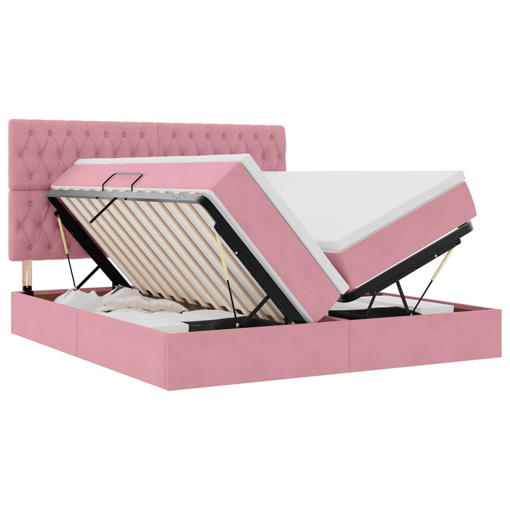 vidaXL Łóżko z miejscem do przechowywania Różowy 180 x 200 cm Aksamit
