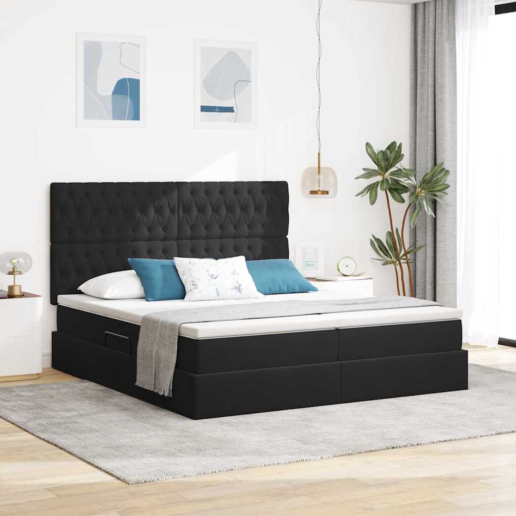 vidaXL Łóżko z miejscem do przechowywania Czarny 200 x 200 cm Aksamit