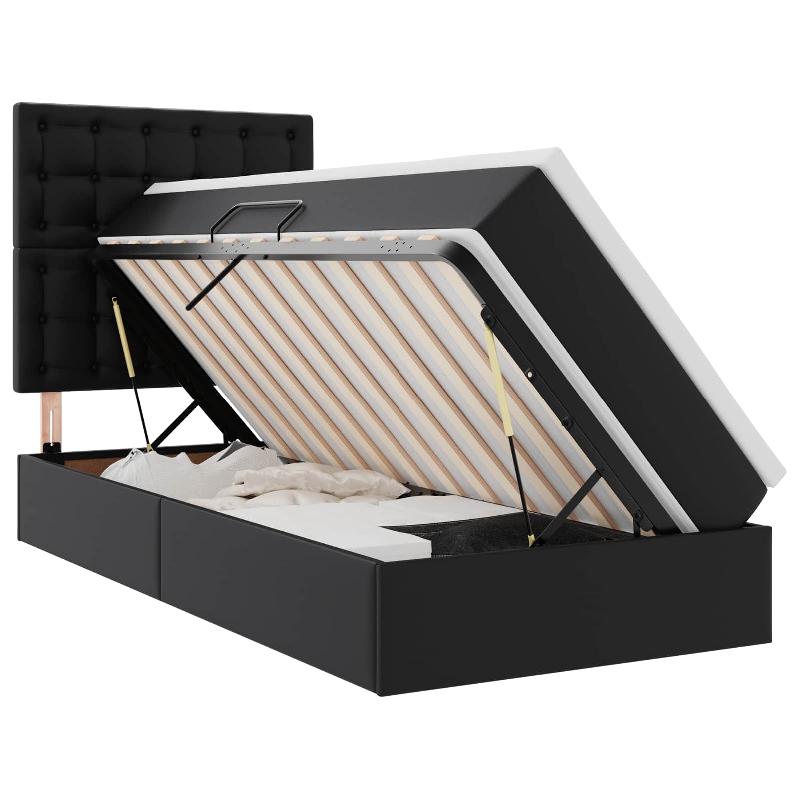 vidaXL Łóżko z miejscem na przechowywanie i LED Czarny 90 x 190 cm