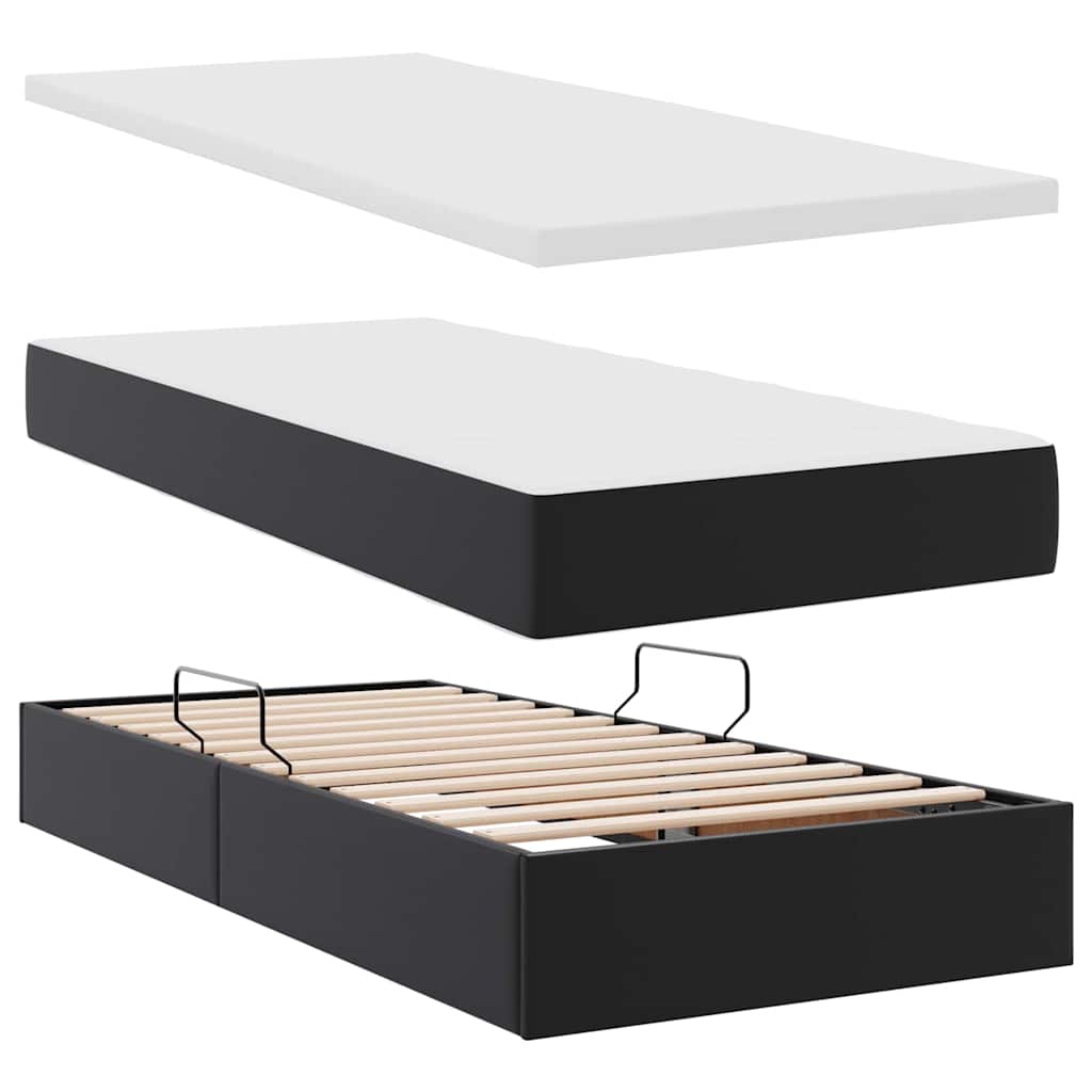 vidaXL Łóżko z miejscem na przechowywanie i LED Czarny 90 x 200 cm