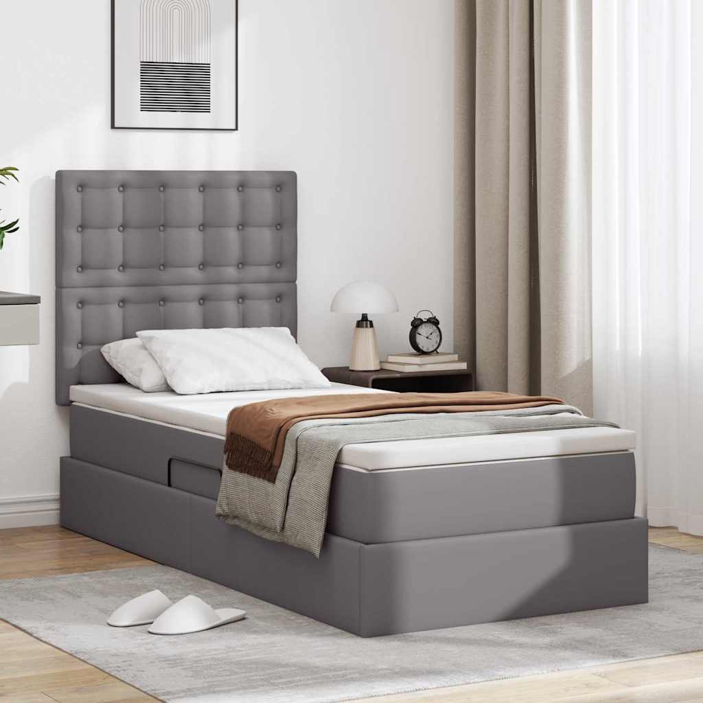 vidaXL Łóżko z miejscem na przechowywanie i LED Szary 90 x 200 cm
