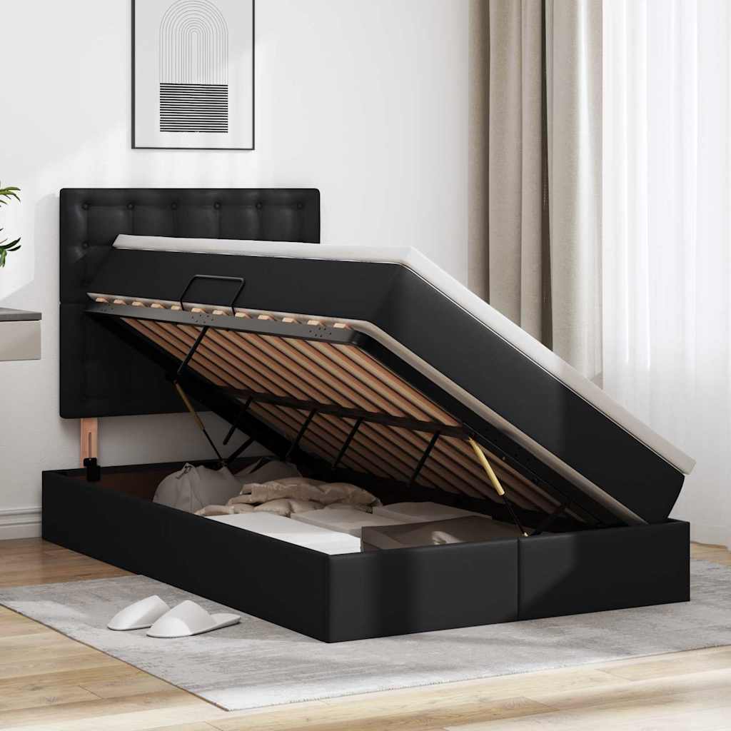 vidaXL Łóżko z miejscem na przechowywanie i LED Czarny 120 x 190 cm