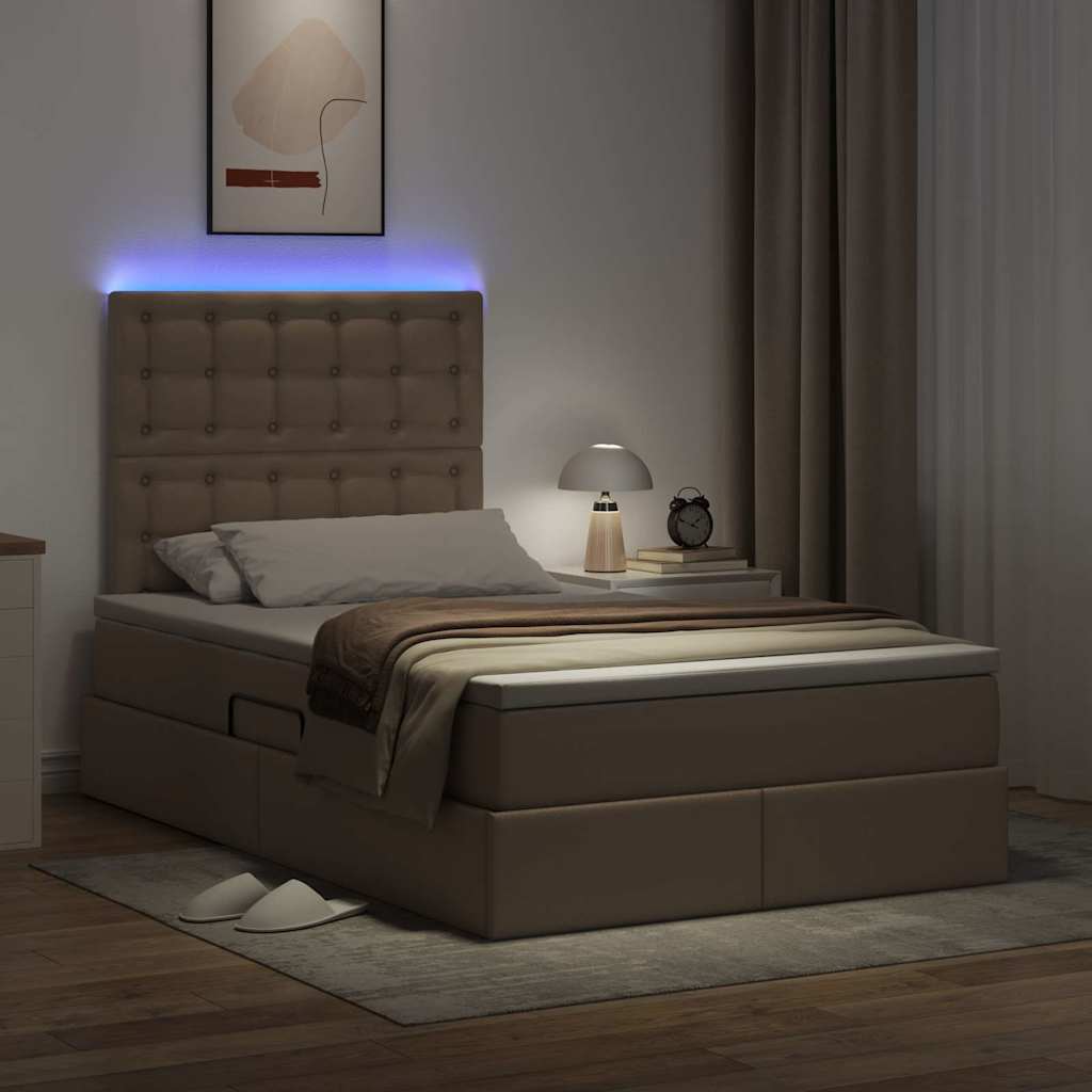 vidaXL Łóżko z miejscem na przechowywanie i LED Kawowy 120 x 200 cm