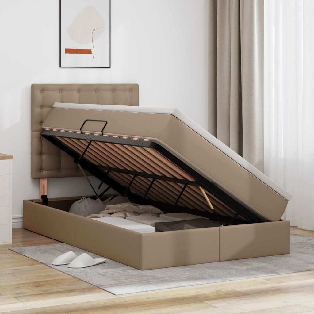 vidaXL Łóżko z miejscem na przechowywanie i LED Kawowy 120 x 200 cm
