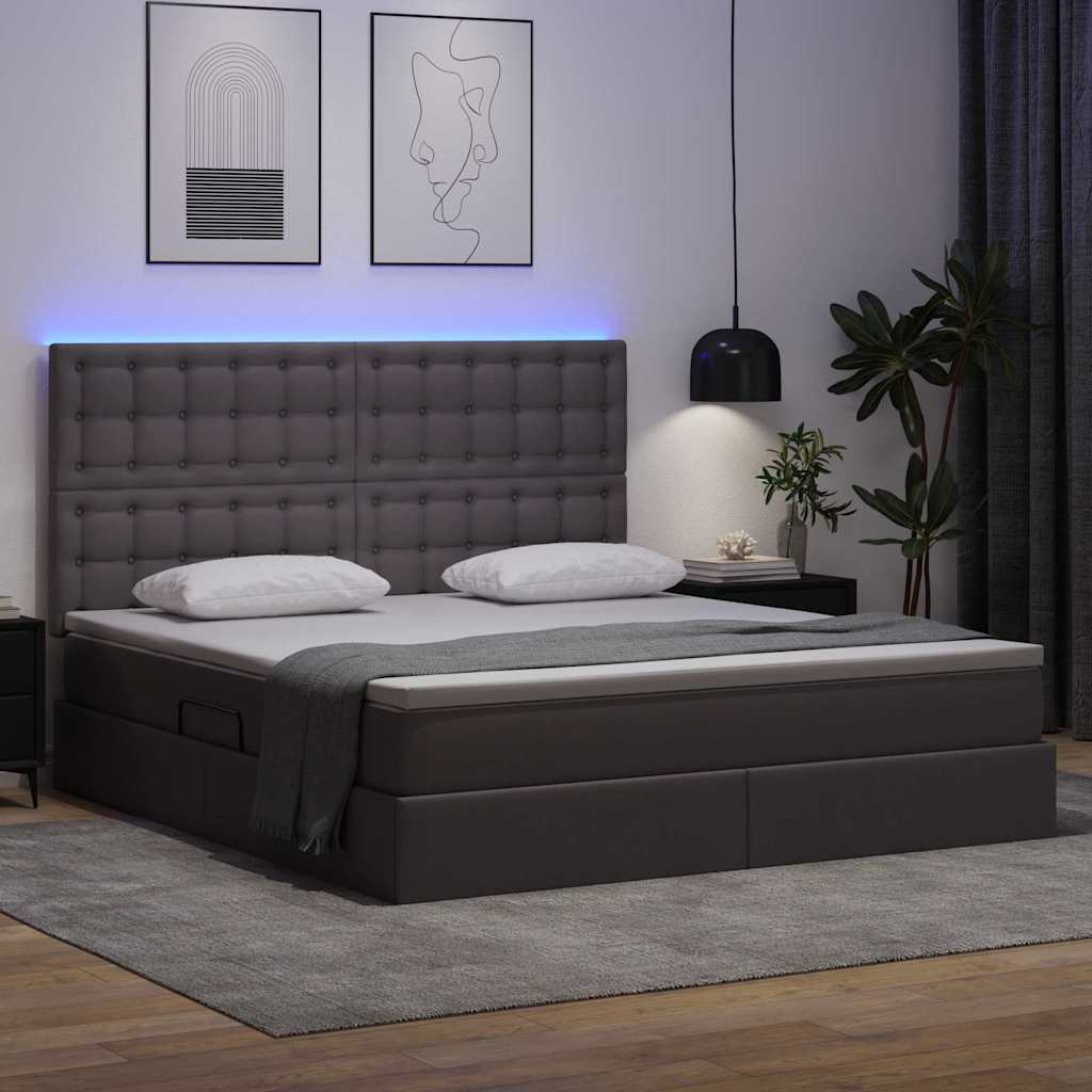 vidaXL Łóżko z miejscem na przechowywanie i LED Szary 160 x 200 cm