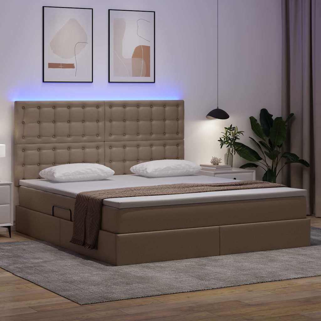 vidaXL Łóżko z miejscem na przechowywanie i LED Kawowy 180 x 200 cm