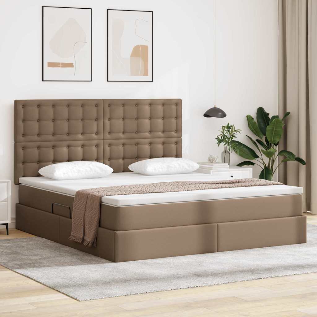 vidaXL Łóżko z miejscem na przechowywanie i LED Kawowy 180 x 200 cm