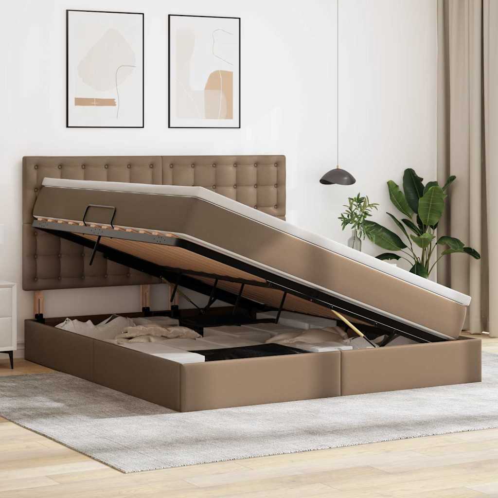 vidaXL Łóżko z miejscem na przechowywanie i LED Kawowy 180 x 200 cm