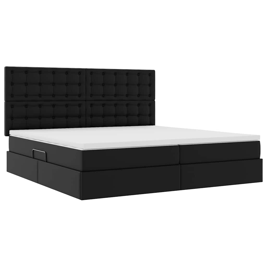vidaXL Łóżko z miejscem na przechowywanie i LED Czarny 200 x 200 cm