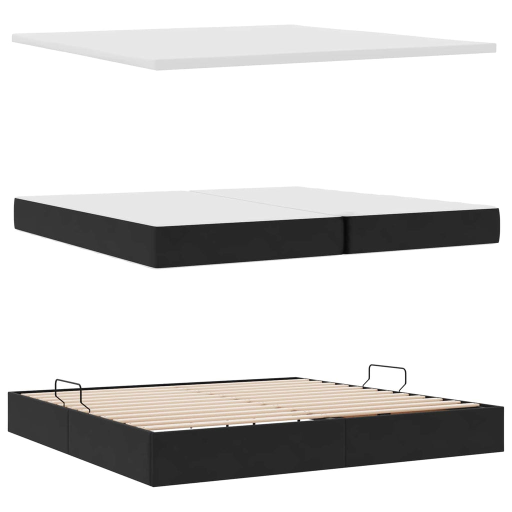 vidaXL Łóżko z miejscem na przechowywanie i LED Czarny 200 x 200 cm