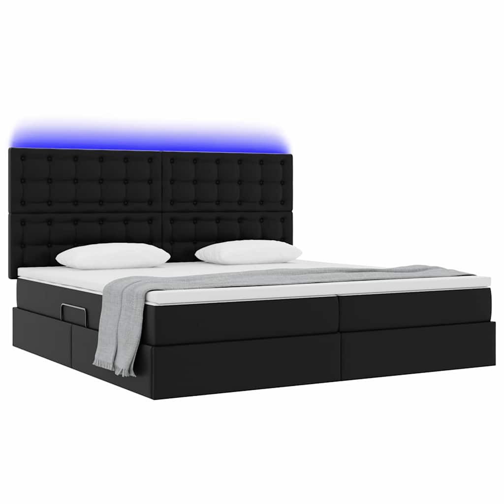 vidaXL Łóżko z miejscem na przechowywanie i LED Czarny 200 x 200 cm