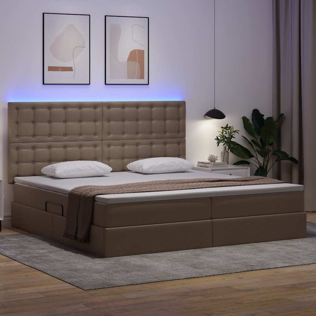 vidaXL Łóżko z miejscem na przechowywanie i LED Kawowy 200 x 200 cm