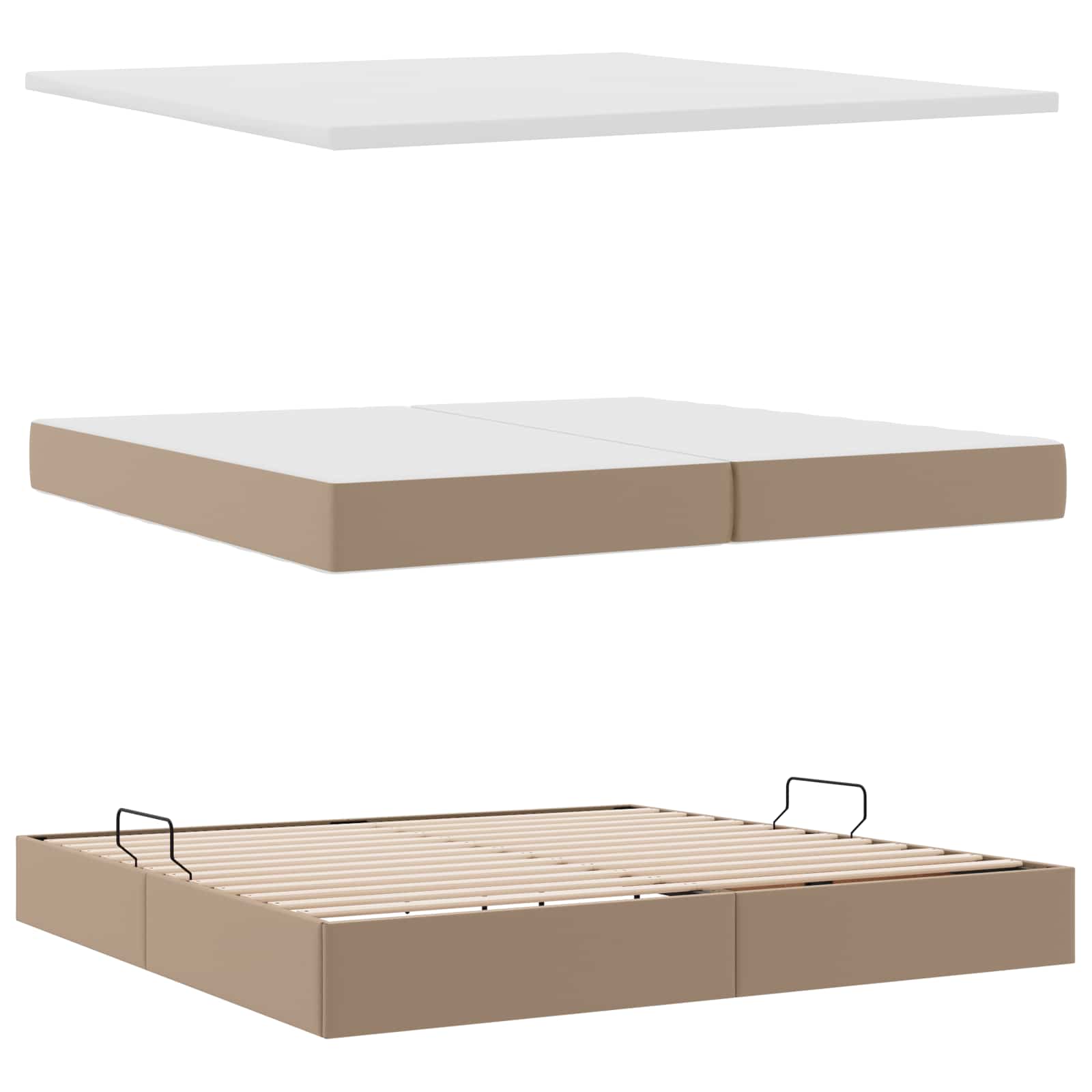 vidaXL Łóżko z miejscem na przechowywanie i LED Kawowy 200 x 200 cm