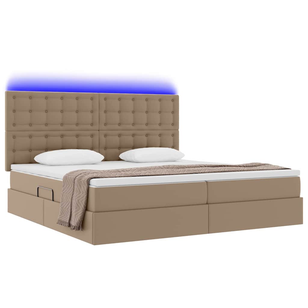 vidaXL Łóżko z miejscem na przechowywanie i LED Kawowy 200 x 200 cm