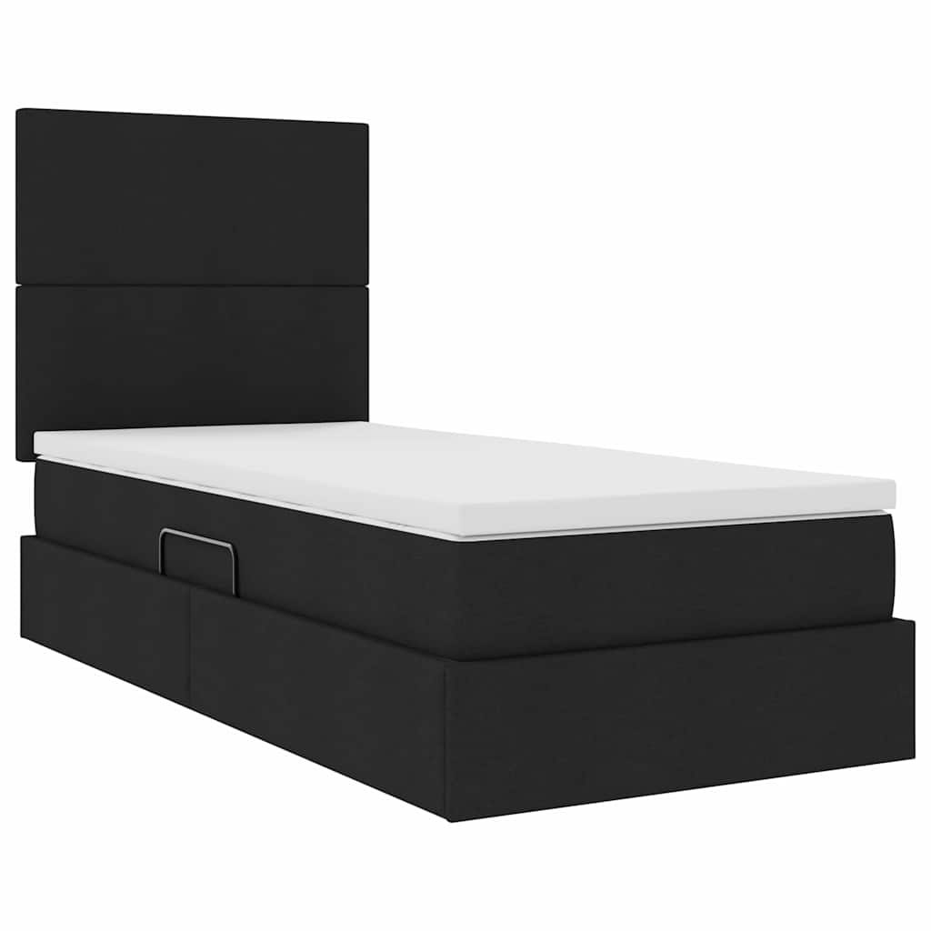 vidaXL Łóżko z funkcją przechowywania LED z materacem Czarny