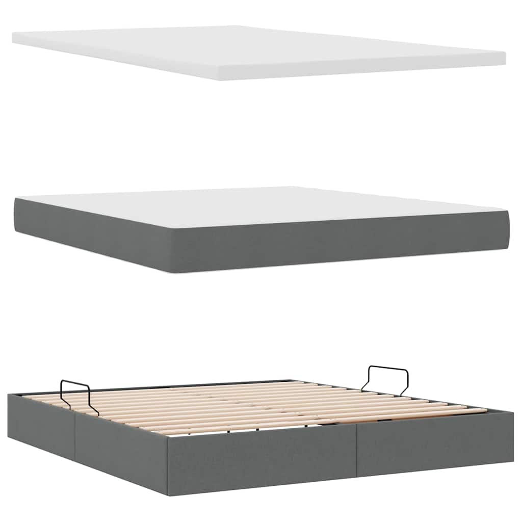 vidaXL Łóżko z funkcją przechowywania LED z materacem ciemnoszary