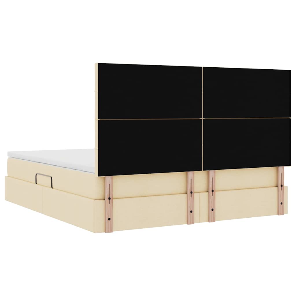 vidaXL Łóżko z funkcją przechowywania LED z materacem Kremowy