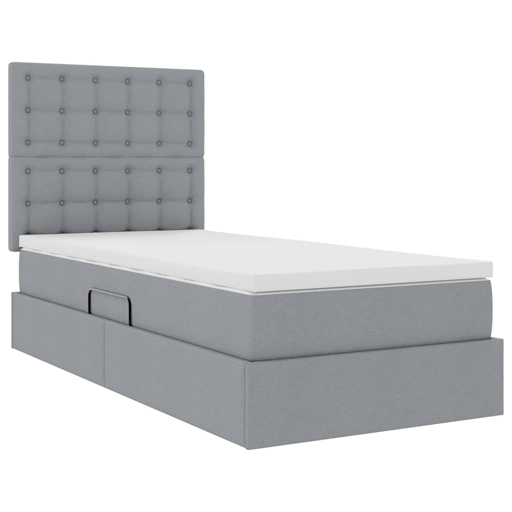 vidaXL Łóżko z funkcją przechowywania LED z materacem jasnoszary