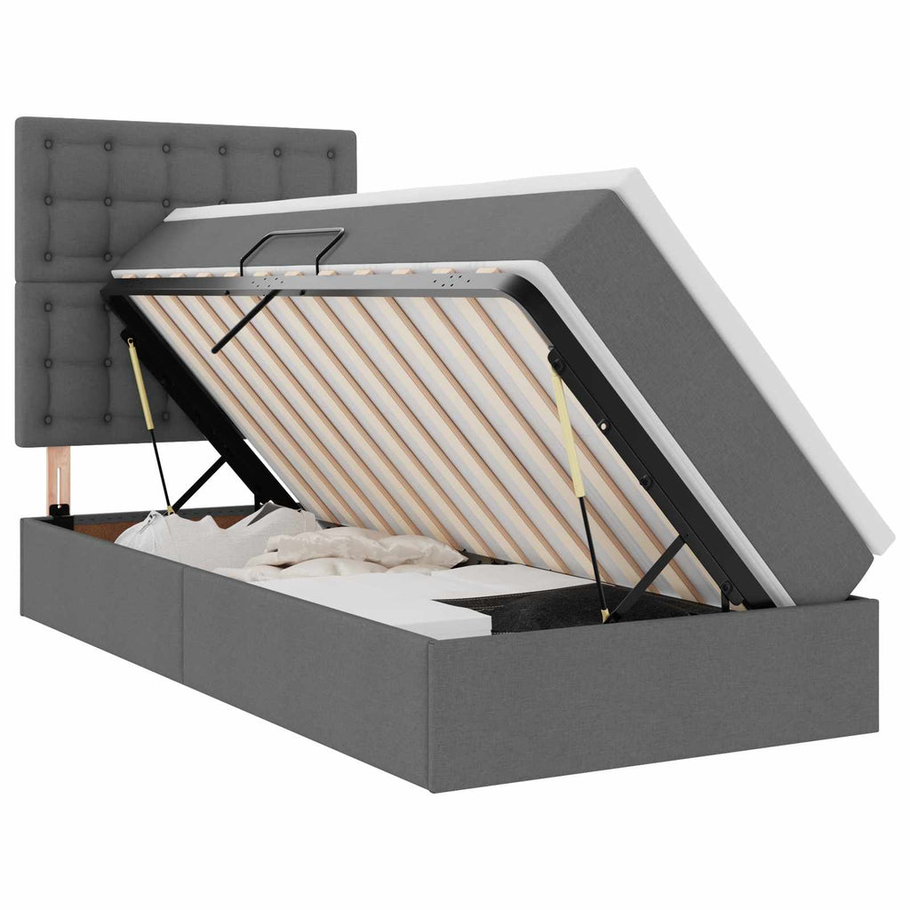 vidaXL Łóżko z funkcją przechowywania LED z materacem ciemnoszary