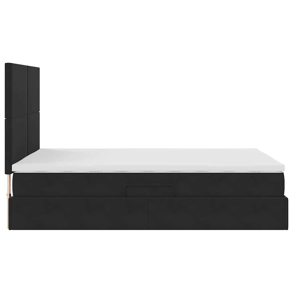 vidaXL Łóżko z funkcją przechowywania LED z materacem Czarny