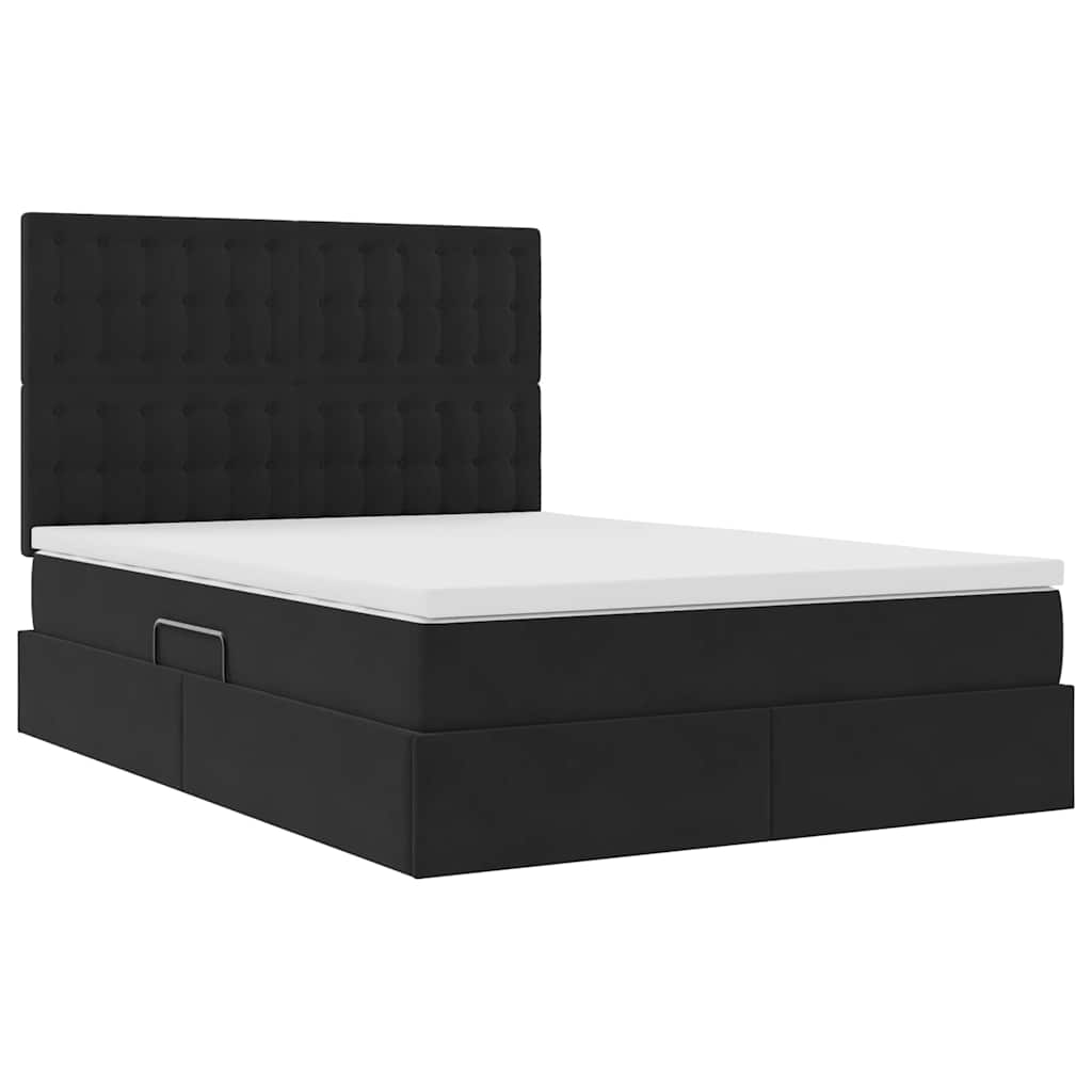 vidaXL Łóżko z funkcją przechowywania LED z materacem Czarny