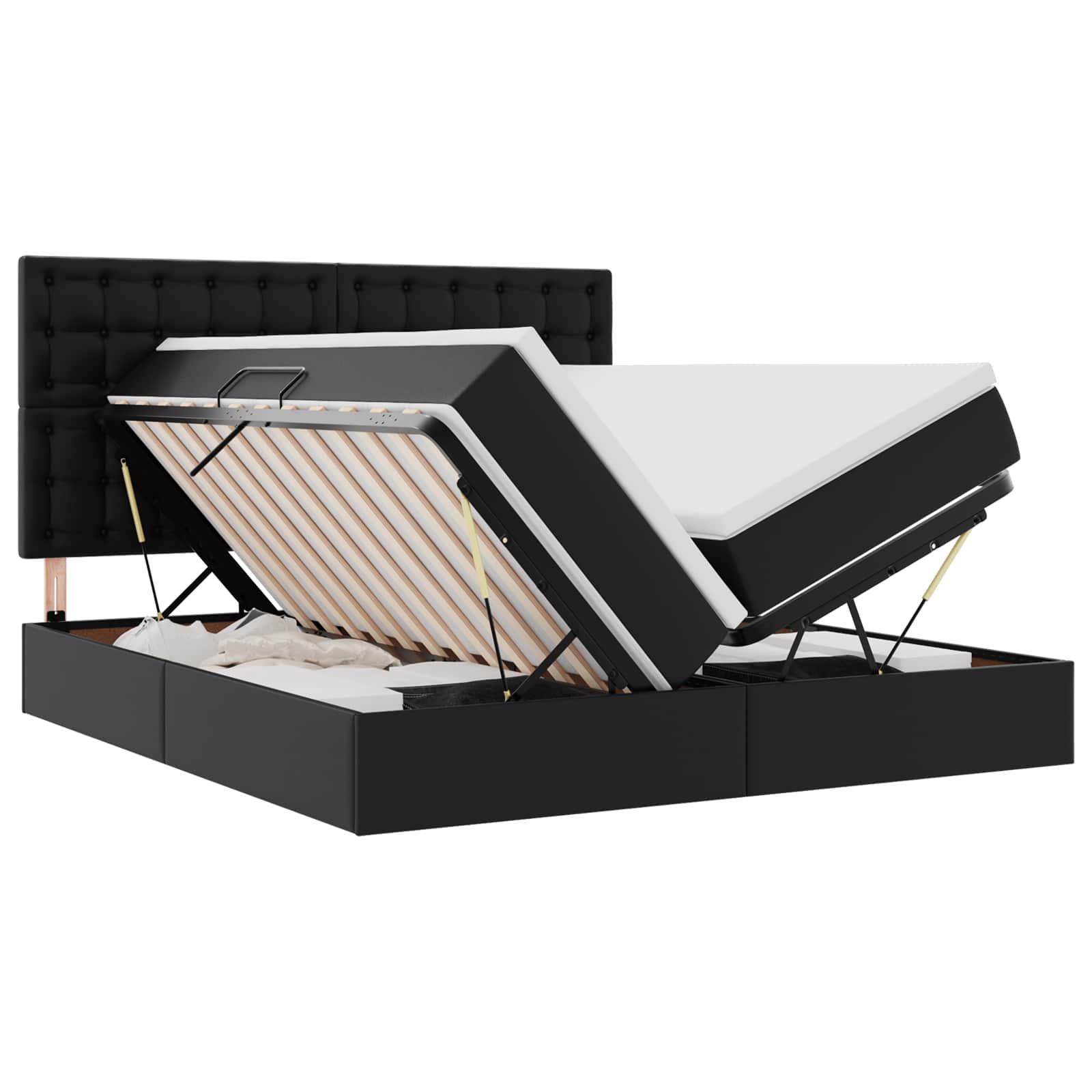vidaXL Łóżko z miejscem na przechowywanie i LED Czarny 180 x 200 cm