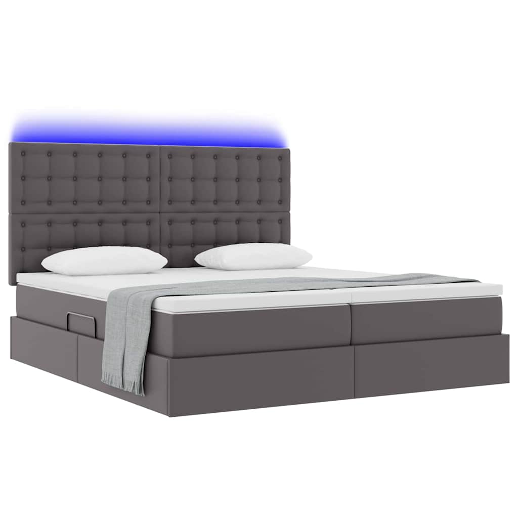 vidaXL Łóżko z miejscem na przechowywanie i LED Szary 180 x 200 cm