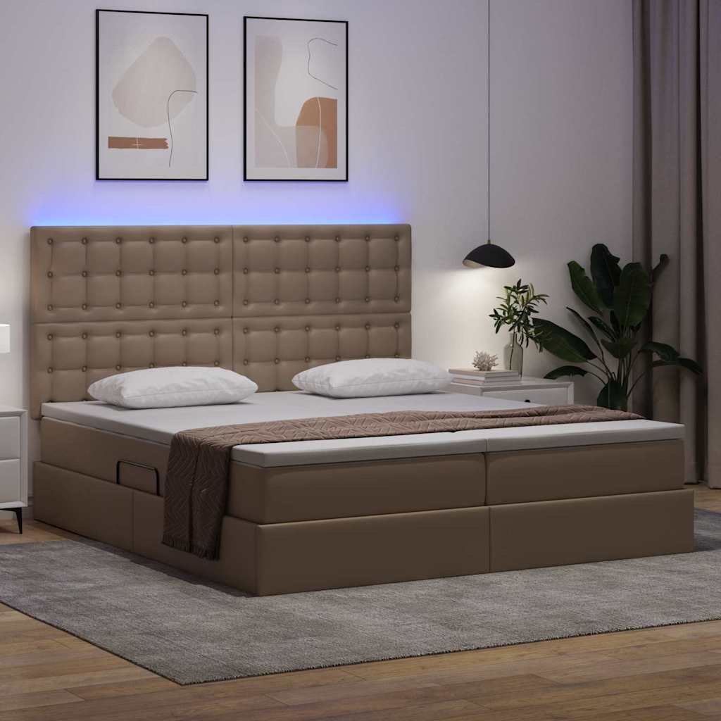 vidaXL Łóżko z miejscem na przechowywanie i LED Kawowy 180 x 200 cm
