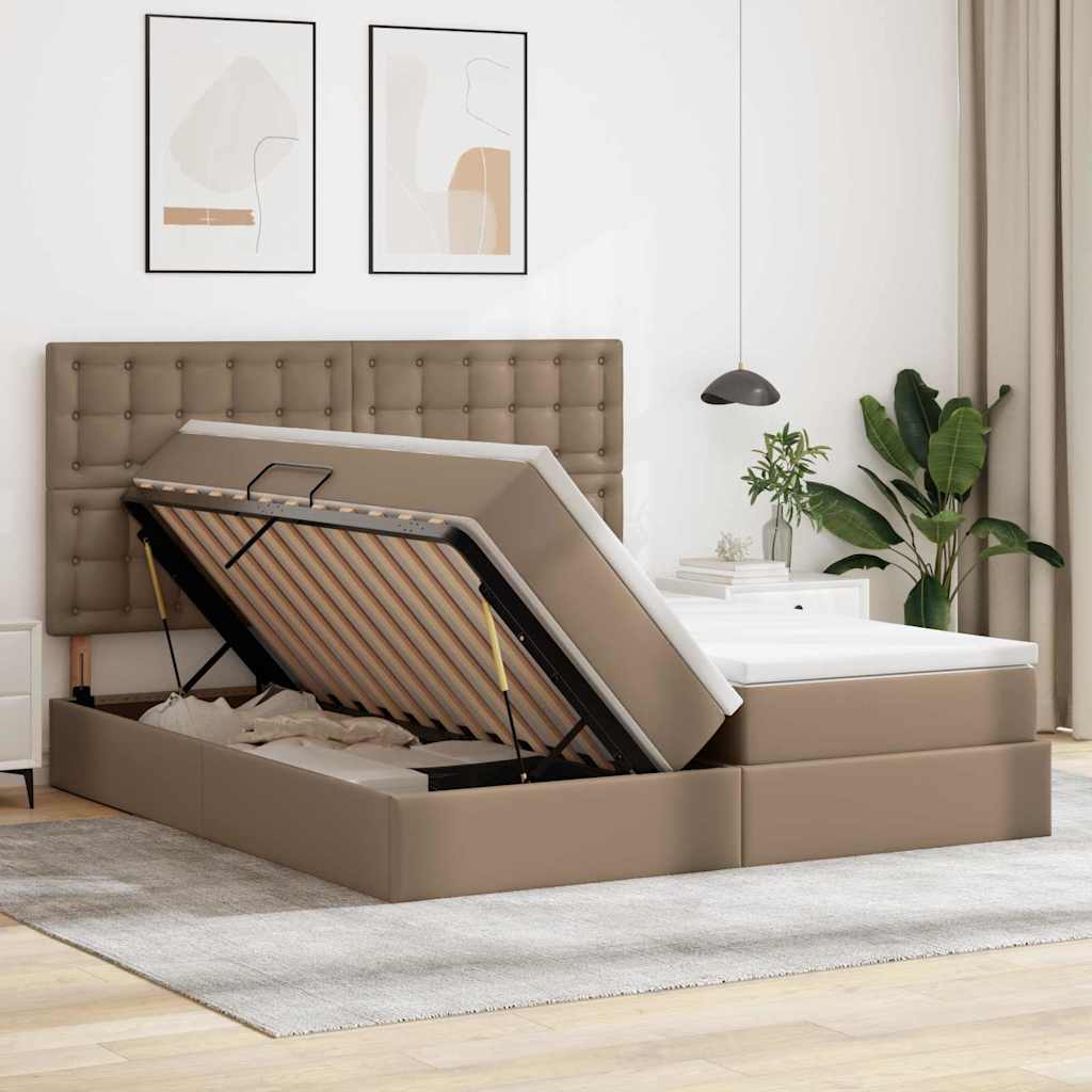 vidaXL Łóżko z miejscem na przechowywanie i LED Kawowy 180 x 200 cm