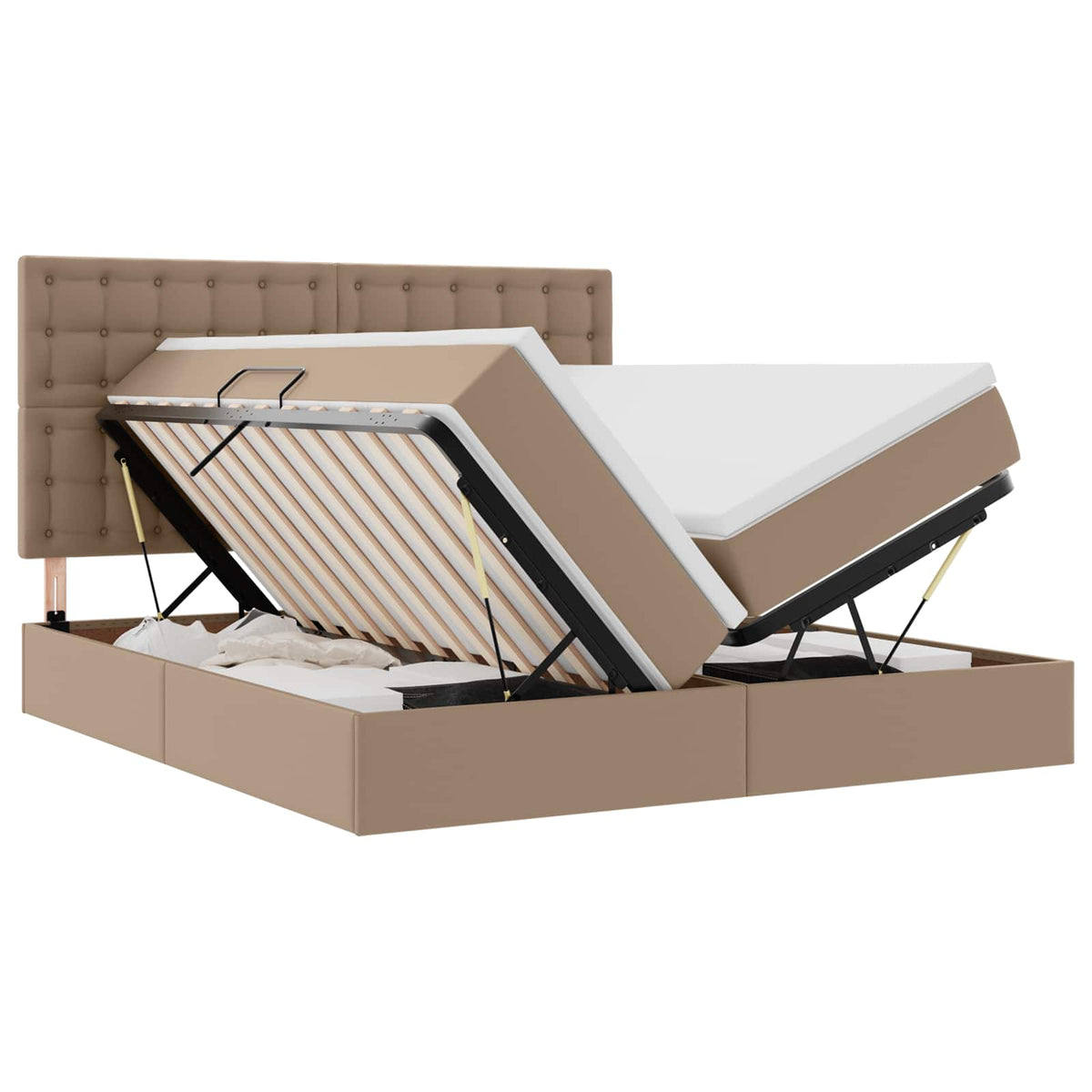 vidaXL Łóżko z miejscem na przechowywanie i LED Kawowy 180 x 200 cm