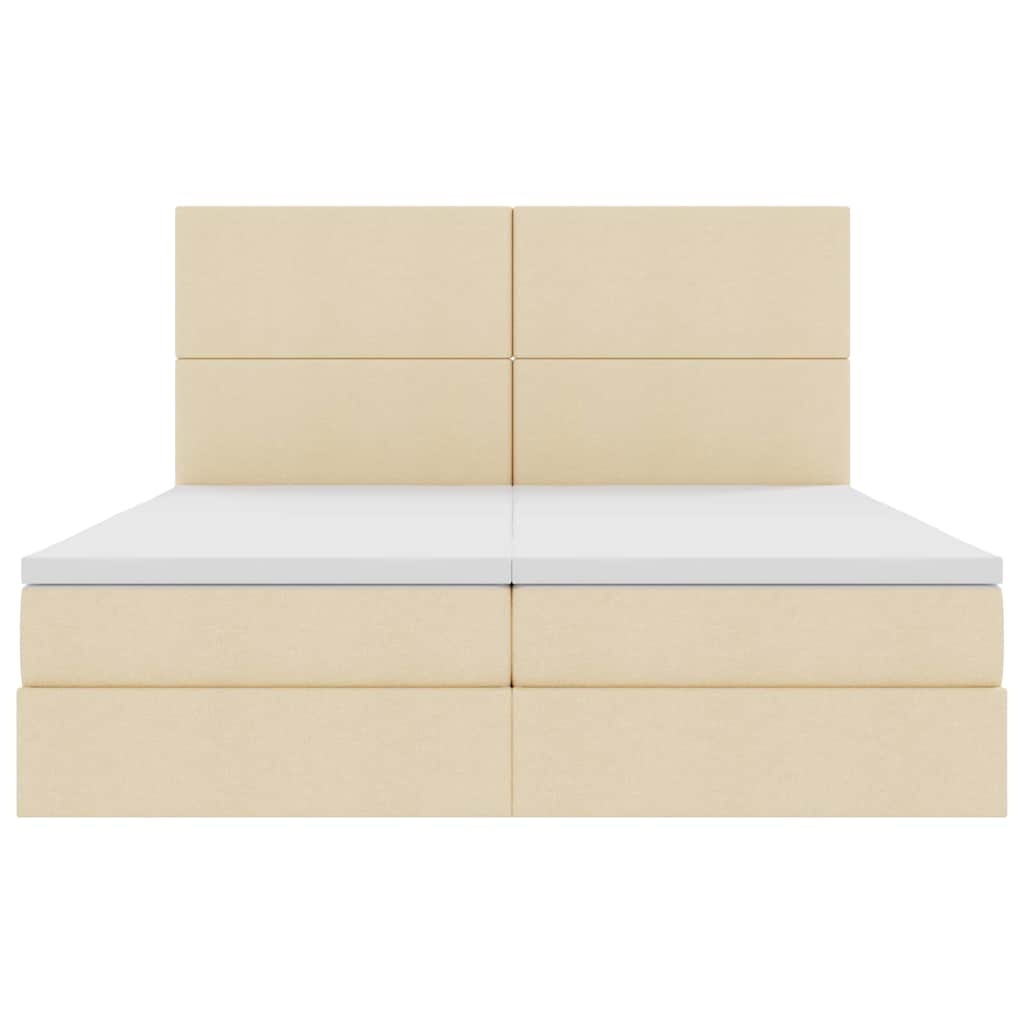 vidaXL Łóżko z funkcją przechowywania LED z materacem Kremowy