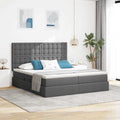 vidaXL Łóżko z funkcją przechowywania LED z materacem ciemnoszary