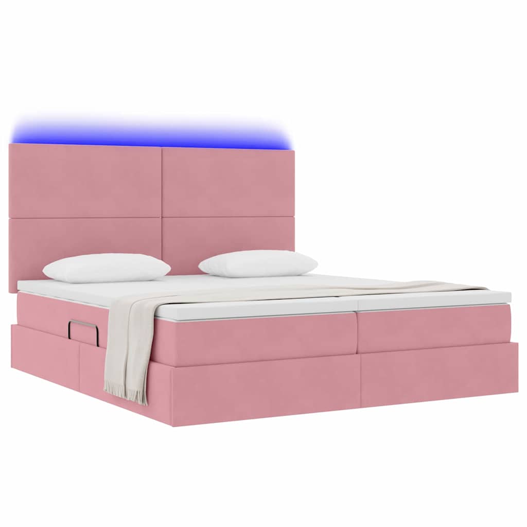 vidaXL Łóżko z funkcją przechowywania LED z materacem różowy