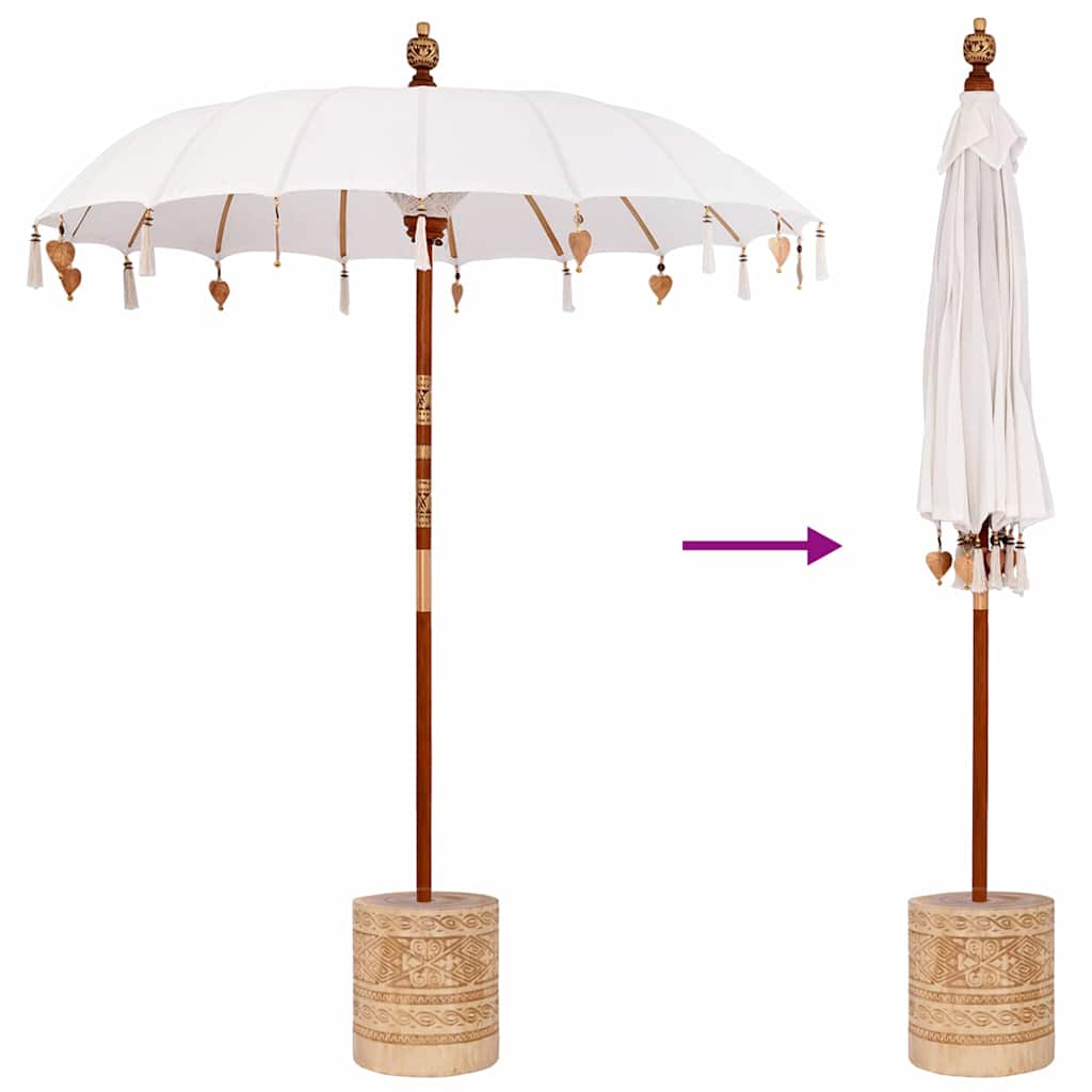 vidaXL Baliński Parasol z Bazą Kremowy 185 x 185 x 260 cm