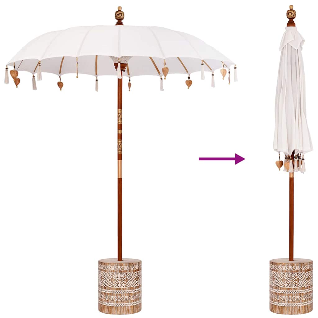 vidaXL Baliński Parasol z Bazą Kremowy 185 x 185 x 260 cm