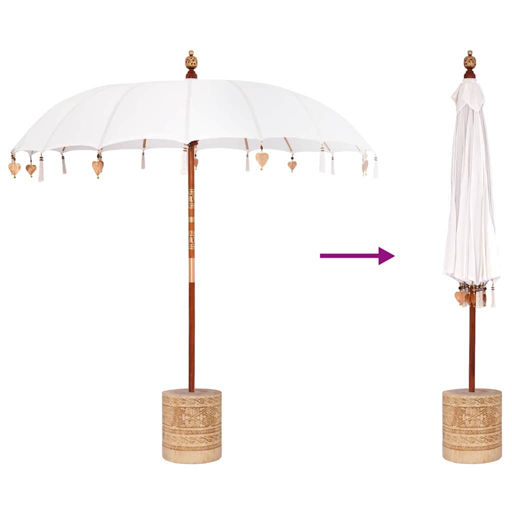 vidaXL Baliński Parasol z Bazą Kremowy 215 x 215 x 260 cm