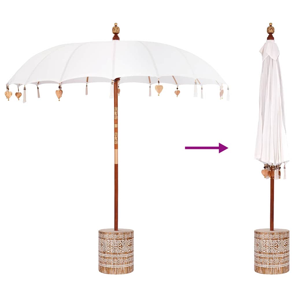 vidaXL Baliński Parasol z Bazą Kremowy 215 x 215 x 260 cm