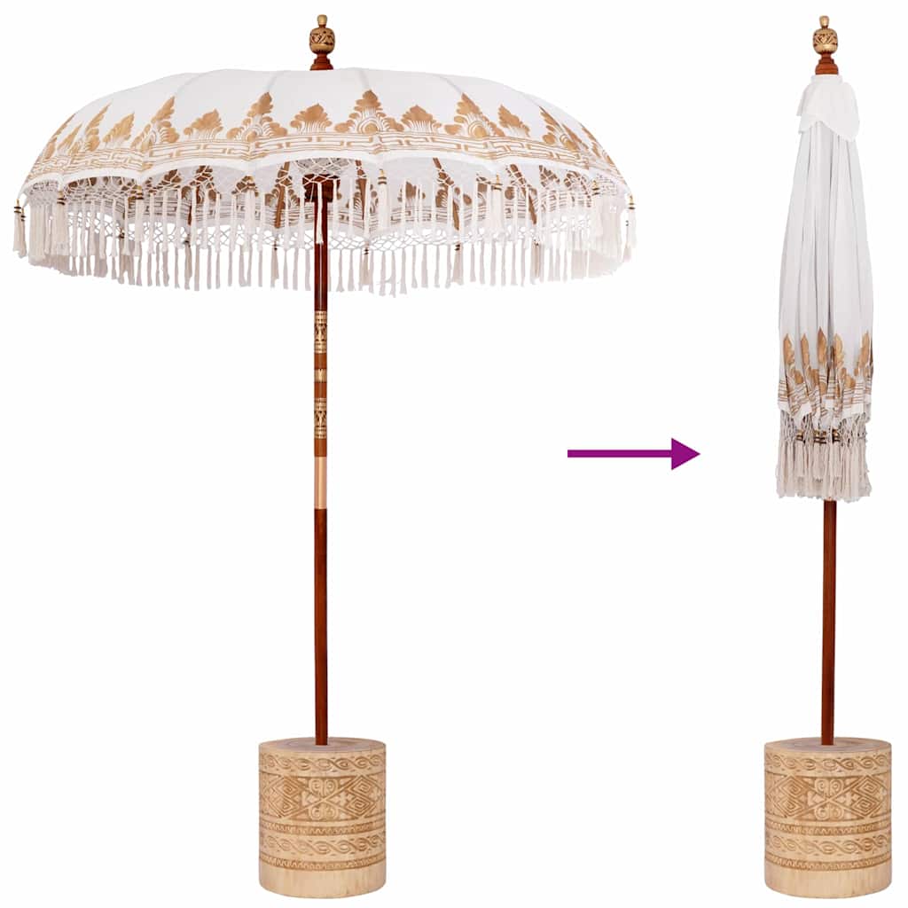 vidaXL Baliński Parasol z Bazą Kremowy 185 x 185 x 260 cm