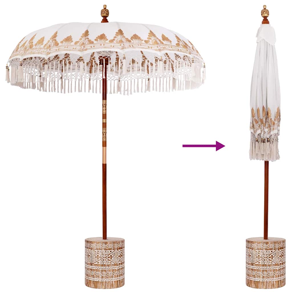 vidaXL Baliński Parasol z Bazą Kremowy 185 x 185 x 260 cm