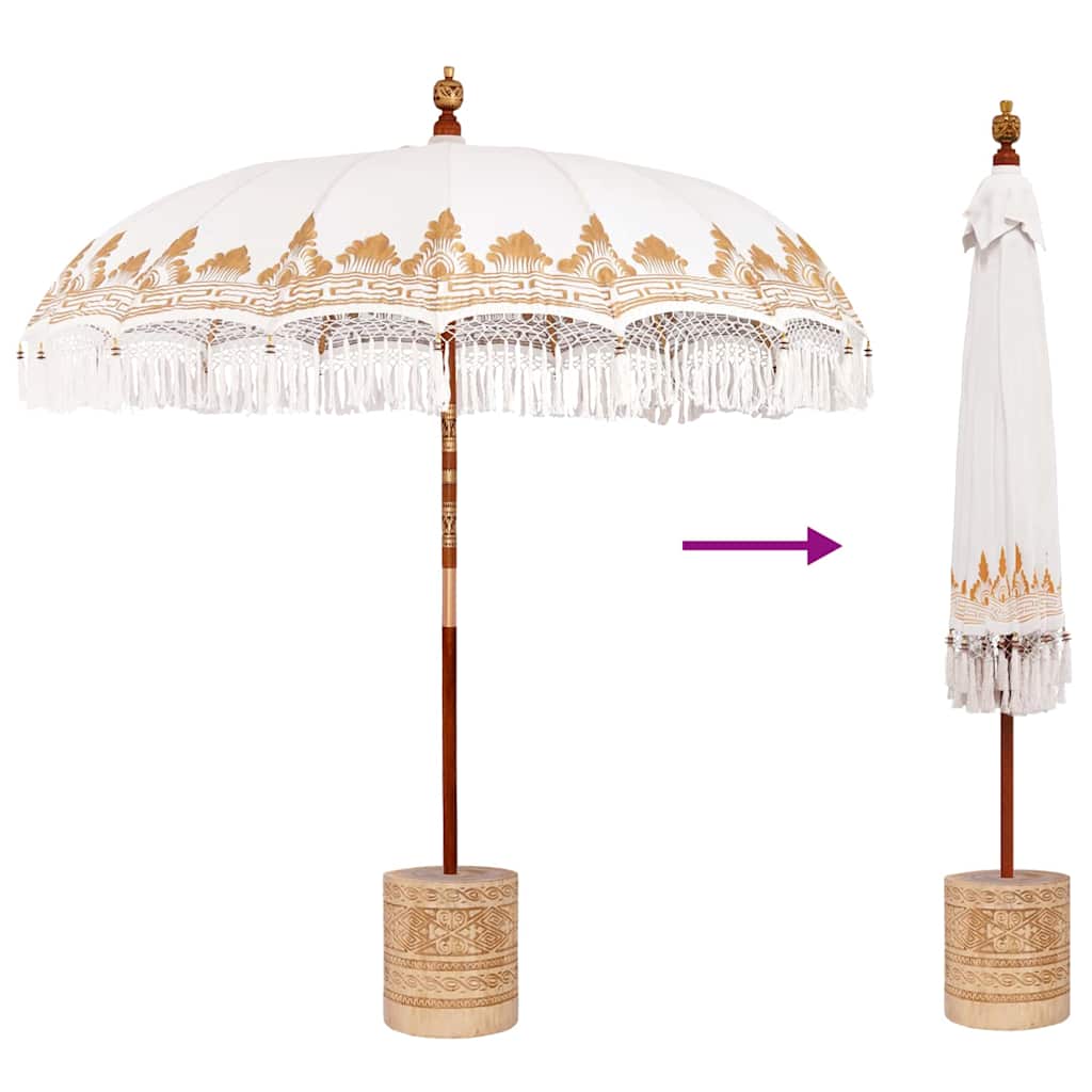vidaXL Baliński Parasol z Bazą Kremowy 215 x 215 x 260 cm